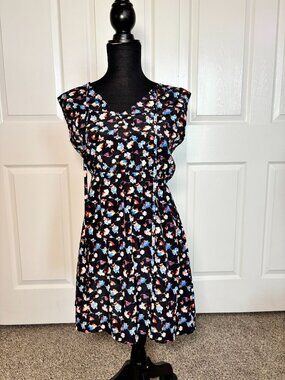 Papaya black floral mini dress (fits like S)